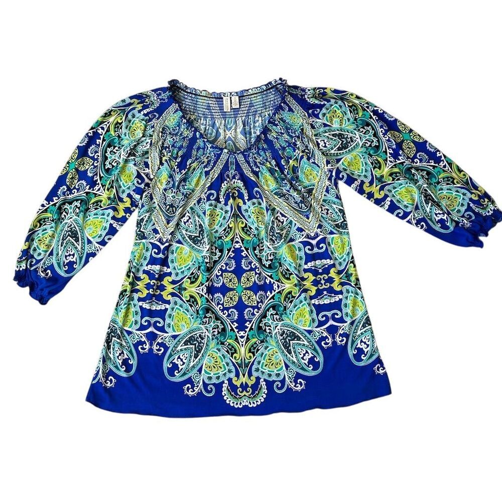 Madison Women's Paisley Tunic Blouse Multicolor Size S - Picture 7 of 8